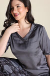 Zivame Satin Sleepwear Set - Vapor Blue — thumbnail 5